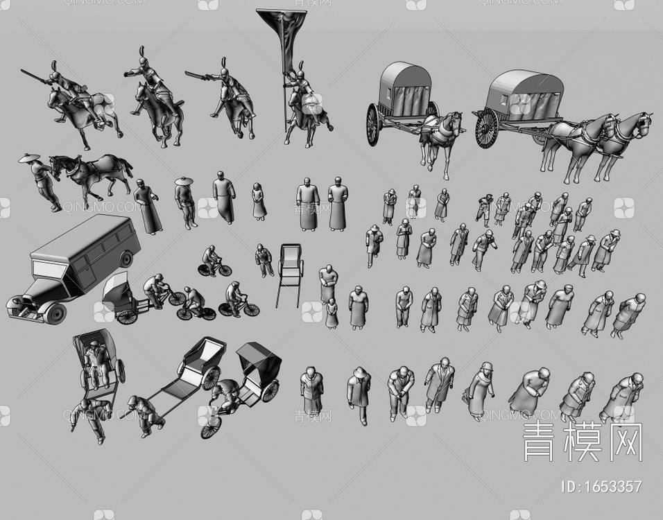 古代集市人物3D模型下载【ID:1653357】