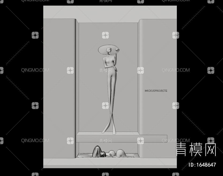 人物雕塑装置3D模型下载【ID:1648647】