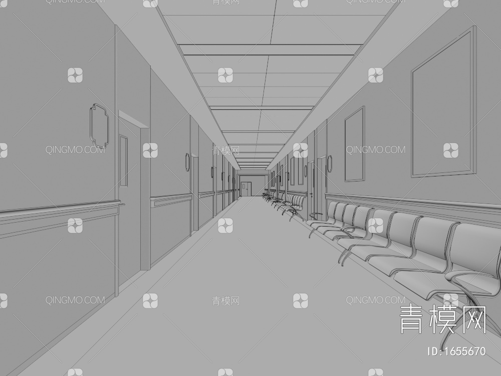 医院走廊3D模型下载【ID:1655670】