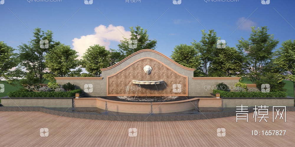 景观墙 水景3D模型下载【ID:1657827】