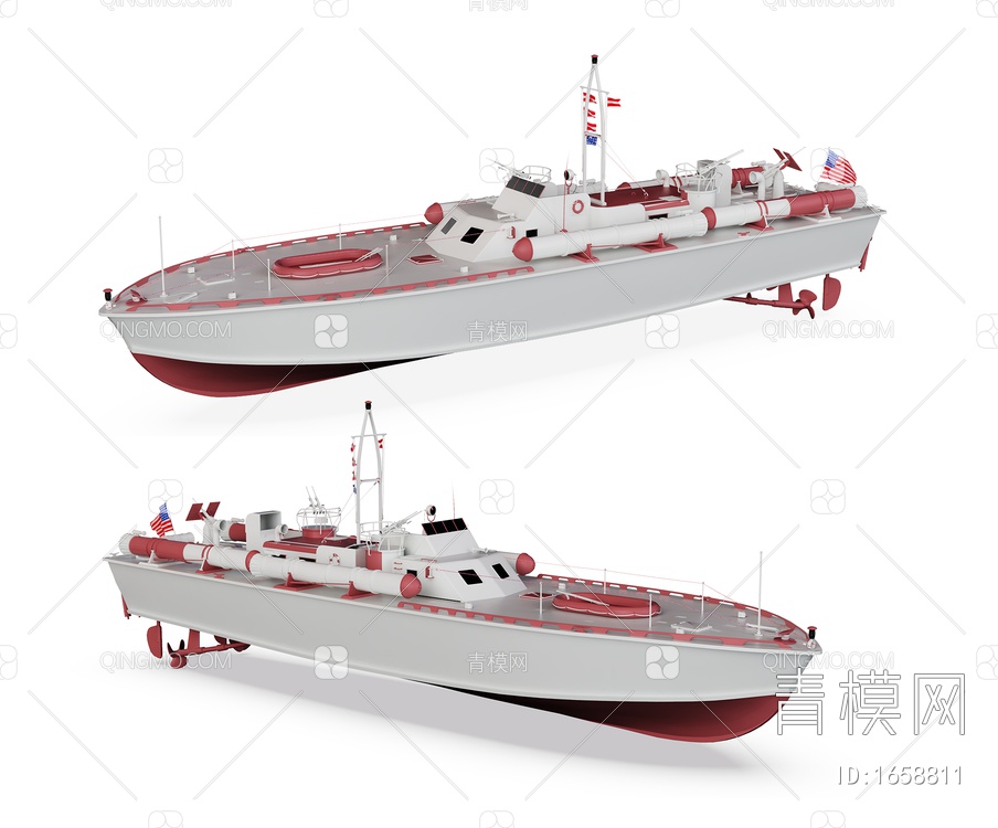 军事设备 小型护卫舰SU模型下载【ID:1658811】