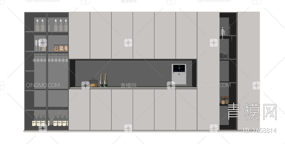 餐边柜 酒柜SU模型下载【ID:1658814】
