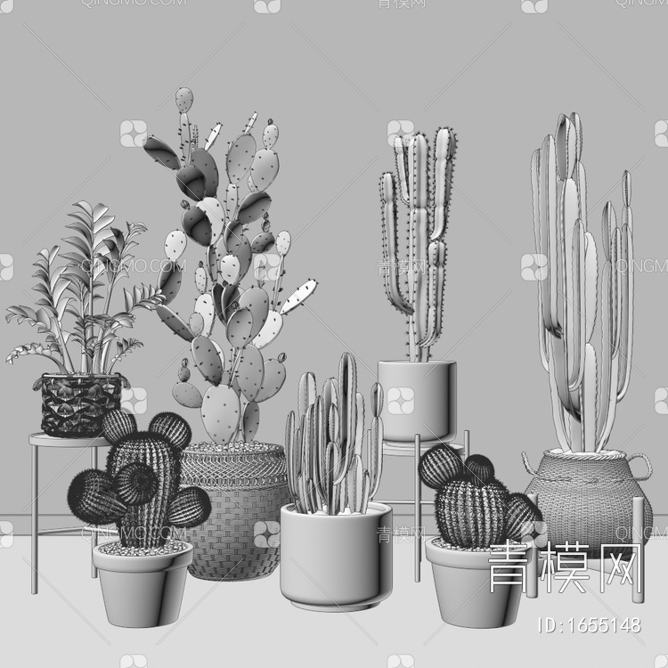 植物盆栽3D模型下载【ID:1655148】