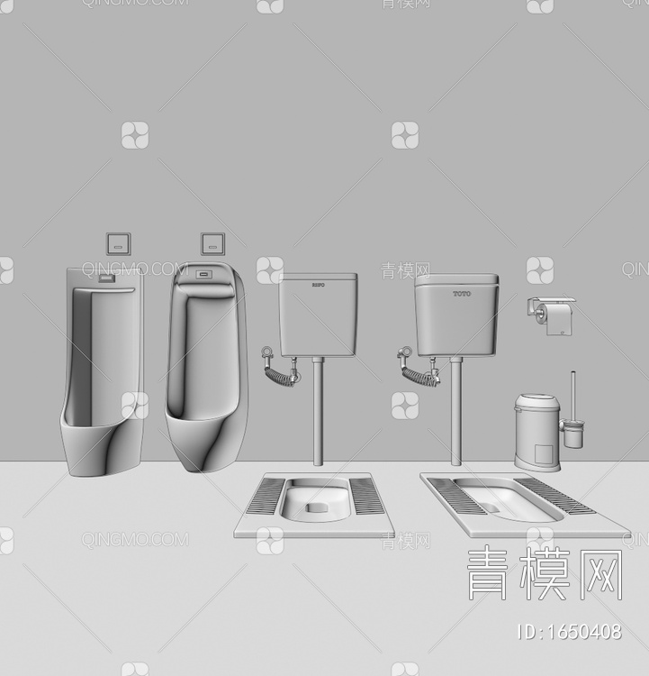 卫生间蹲便器 卫生间小便器3D模型下载【ID:1650408】
