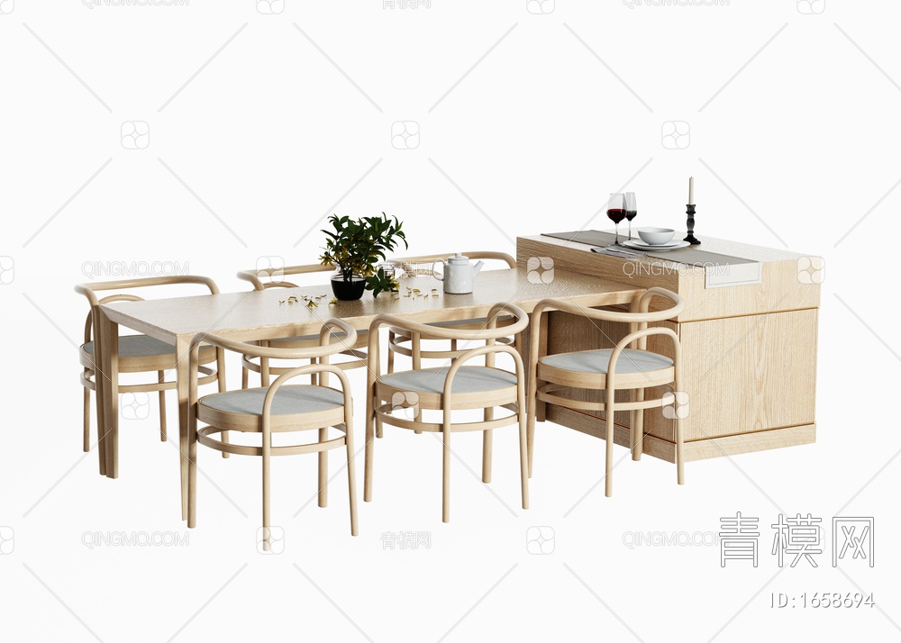 吧台 餐桌椅3D模型下载【ID:1658694】