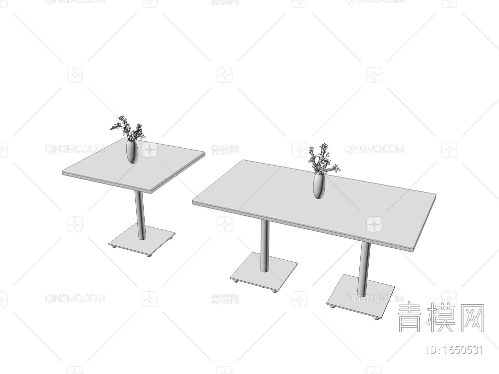 餐桌，餐厅餐桌，单人餐桌，四人餐桌3D模型下载【ID:1650531】