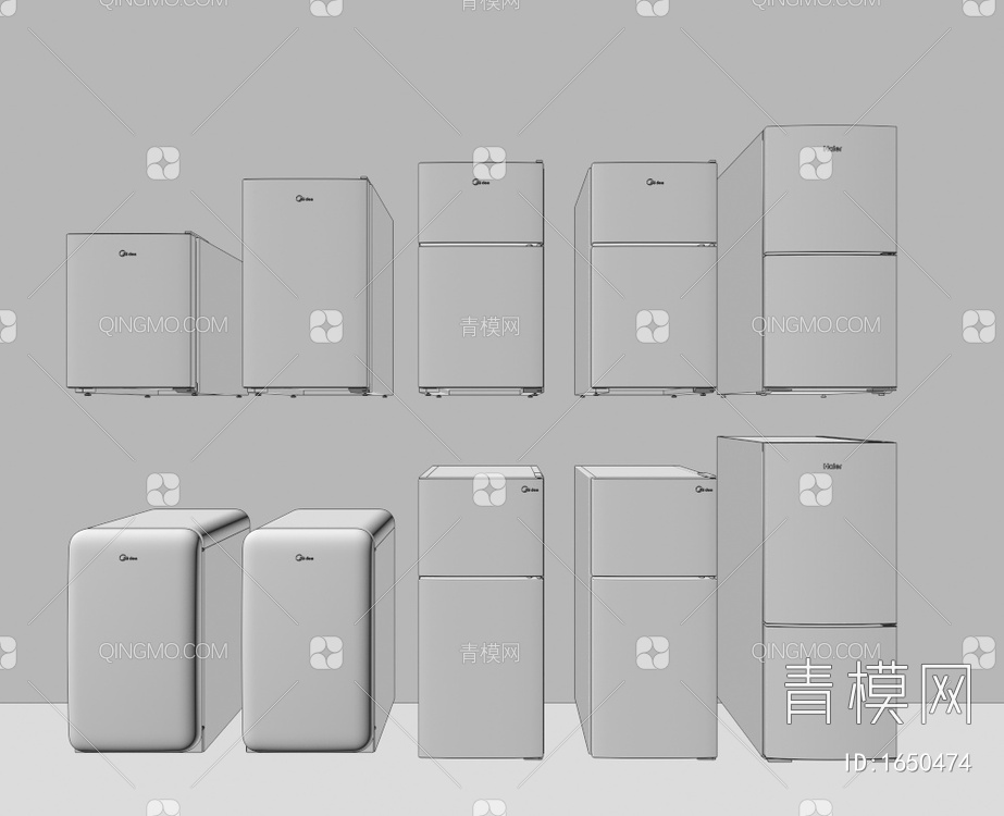冰箱 小冰箱 单开门冰箱 高低冰箱3D模型下载【ID:1650474】
