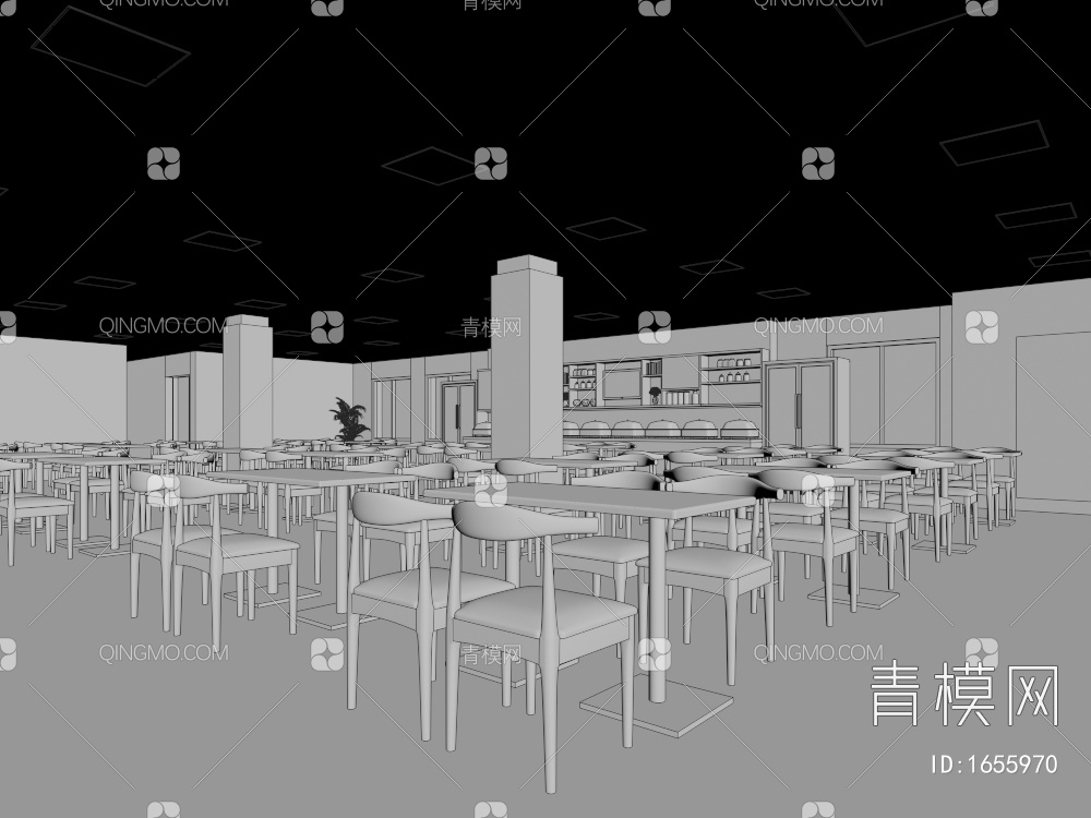 公共餐厅食堂3D模型下载【ID:1655970】