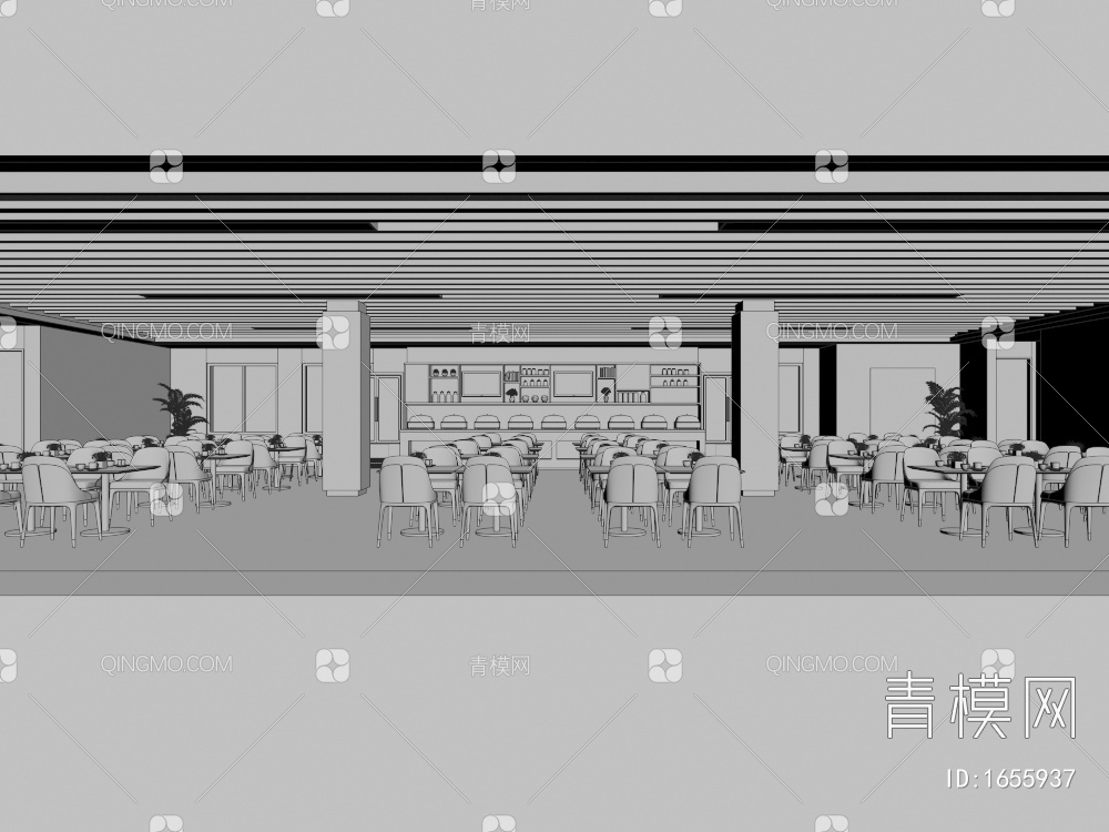 公共餐厅食堂3D模型下载【ID:1655937】