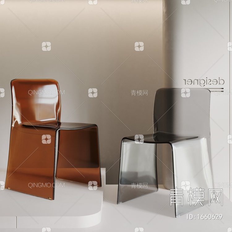 透明椅子 餐椅3D模型下载【ID:1660629】