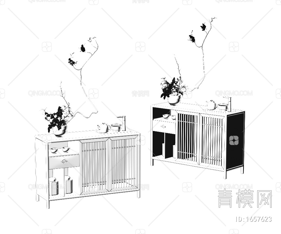 茶柜 边柜3D模型下载【ID:1657623】