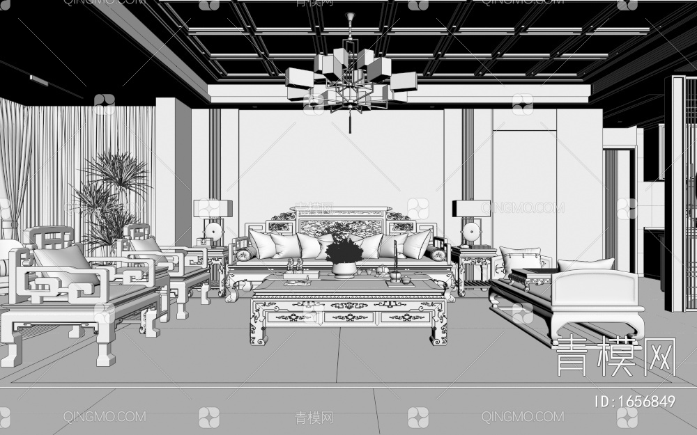 客餐厅 厨房3D模型下载【ID:1656849】