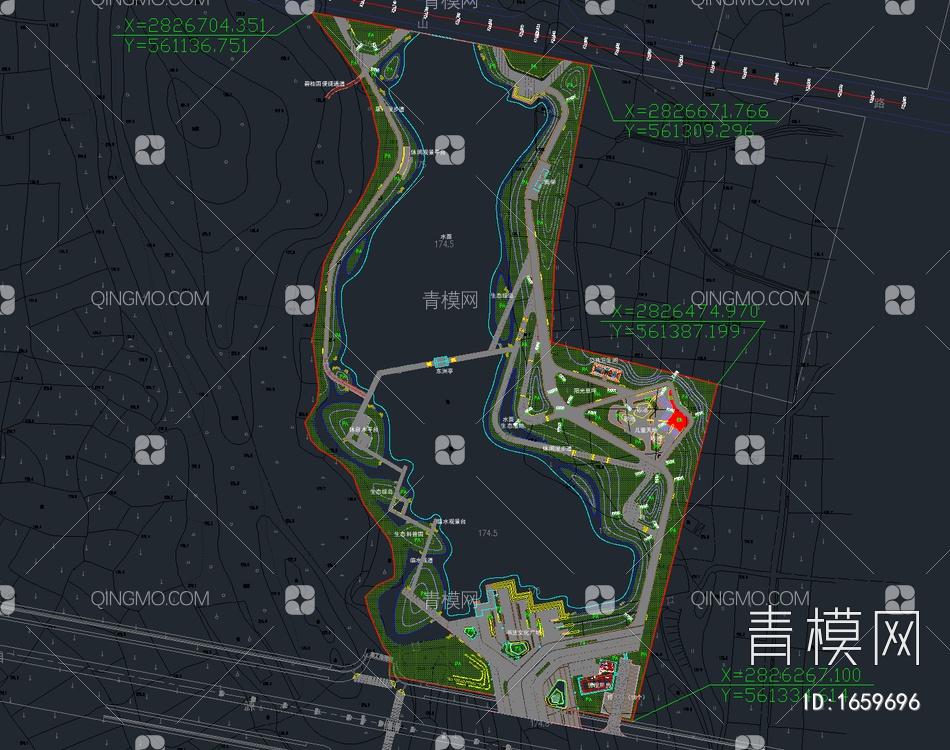 10套城市公园景观cad平面图方案【ID:1659696】