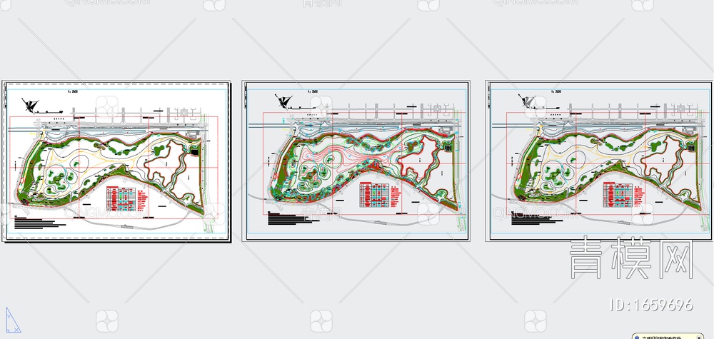 10套城市公园景观cad平面图方案【ID:1659696】