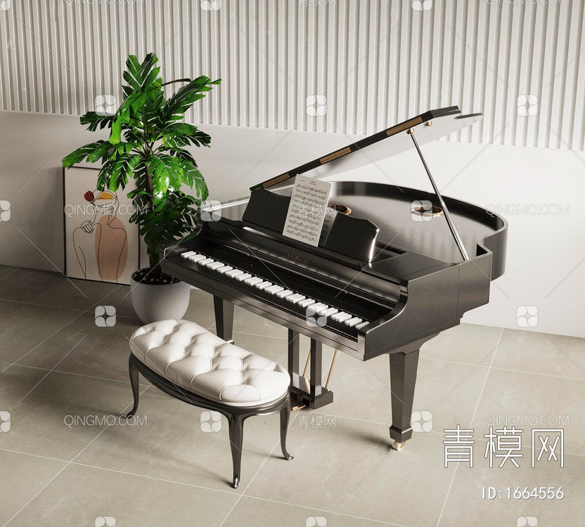 三角钢琴3D模型下载【ID:1664556】
