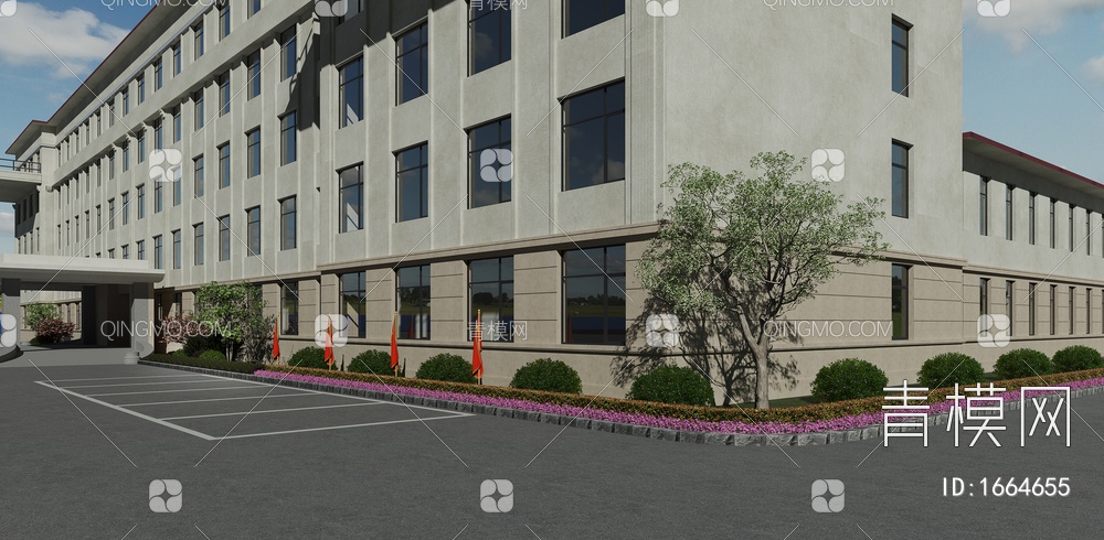 室外办公楼建筑 住宅景观3D模型下载【ID:1664655】