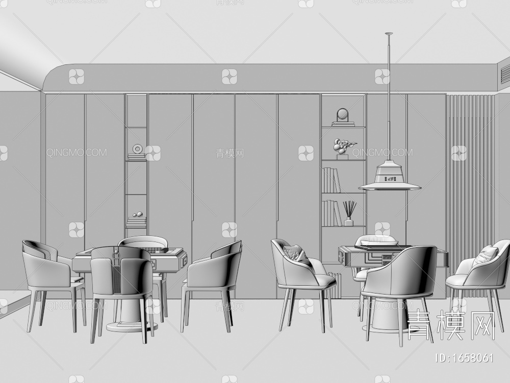 麻将桌椅组合3D模型下载【ID:1658061】
