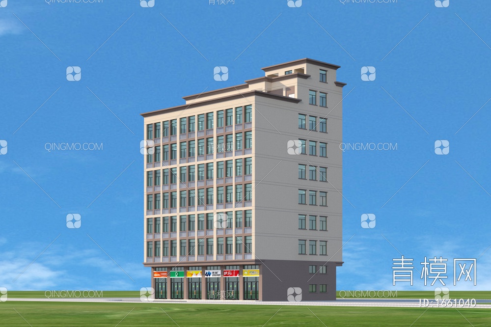办公楼建筑3D模型下载【ID:1661040】