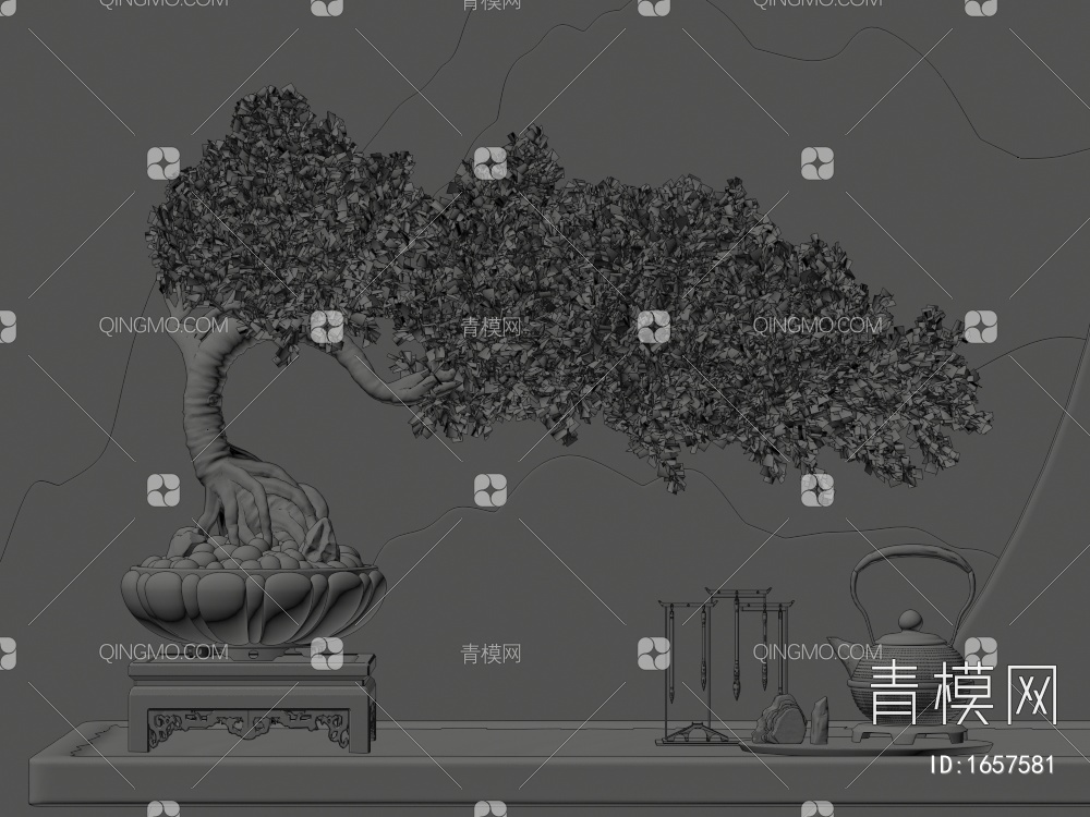 松树盆栽3D模型下载【ID:1657581】