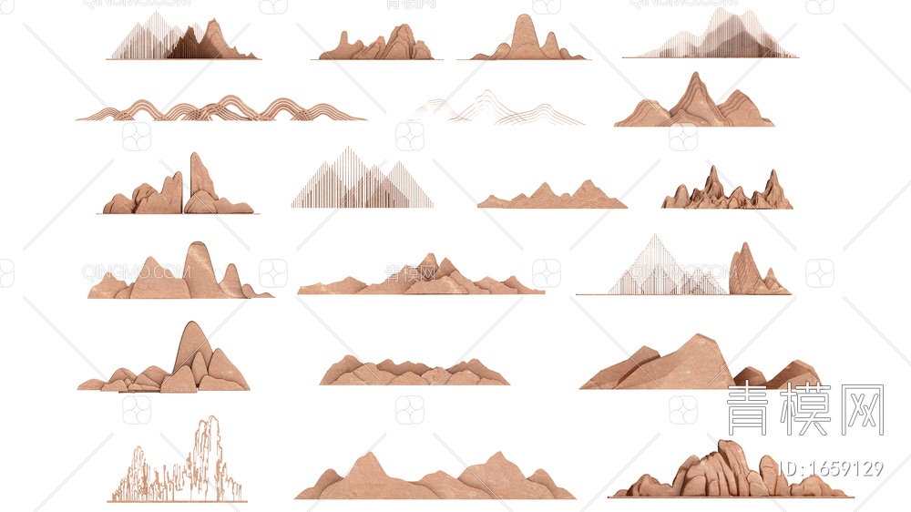 假山墙饰3D模型下载【ID:1659129】