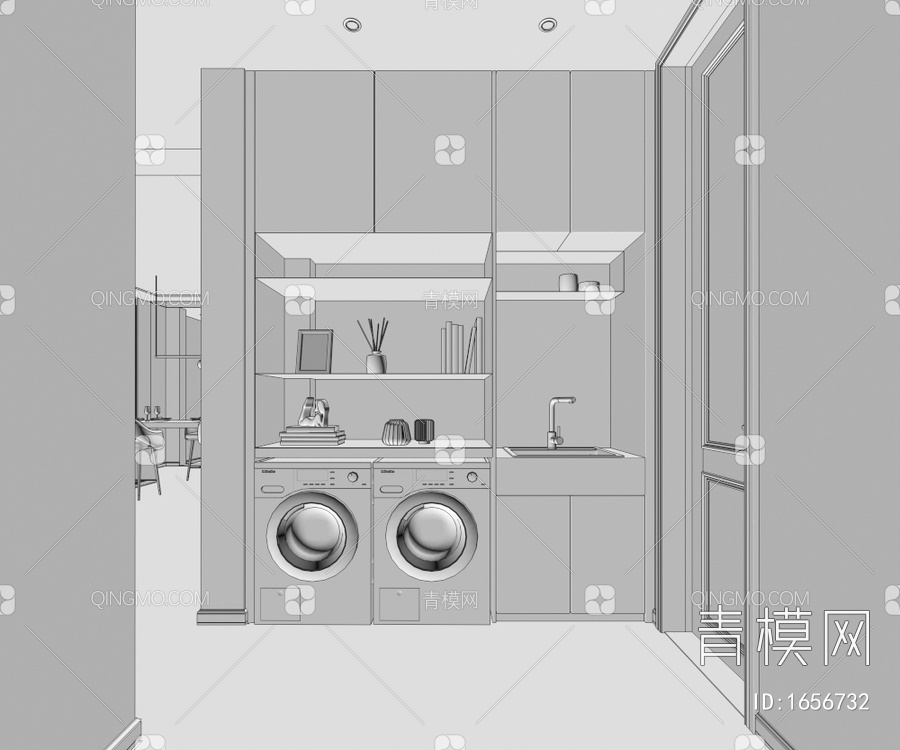 洗衣机柜3D模型下载【ID:1656732】
