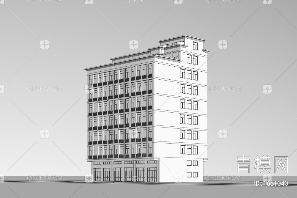 办公楼建筑3D模型下载【ID:1661040】