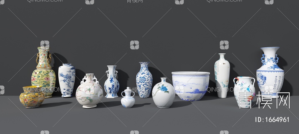 花瓶 陶瓷品3D模型下载【ID:1664961】