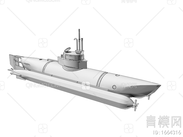 军事设备 小型潜艇3D模型下载【ID:1664316】