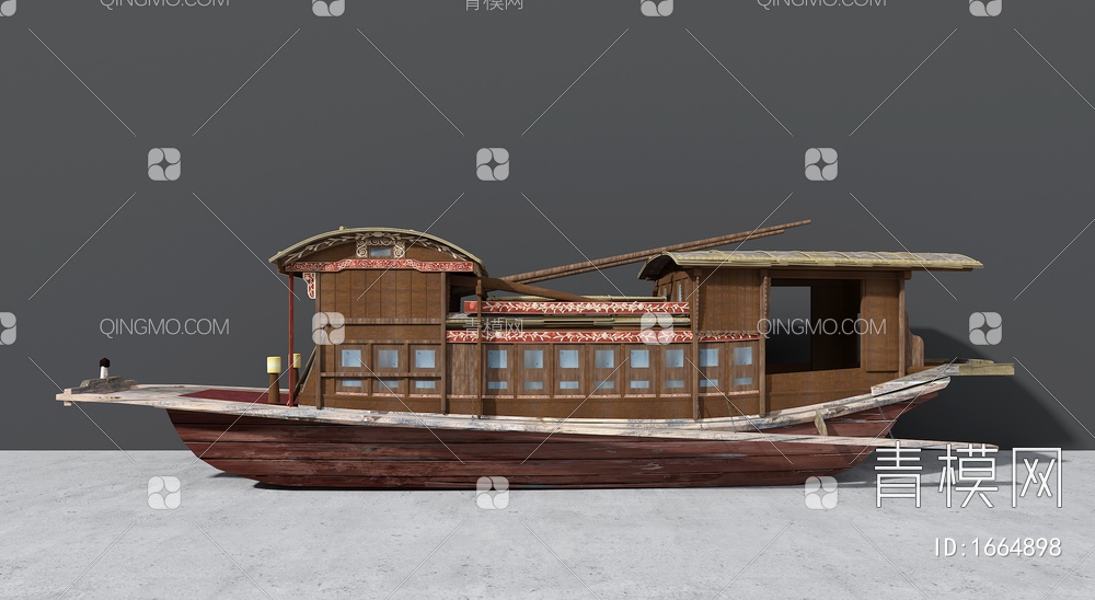 老式木船 老渔船 古代木船3D模型下载【ID:1664898】