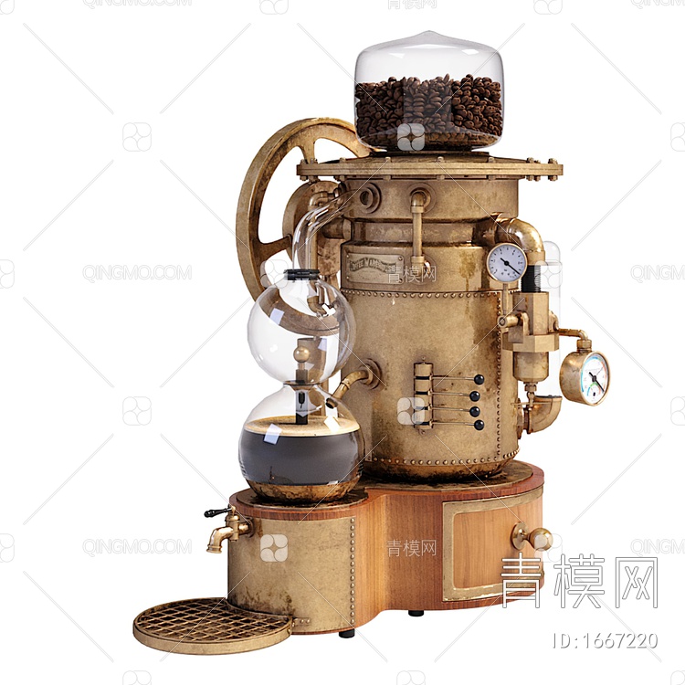 复古咖啡机3D模型下载【ID:1667220】