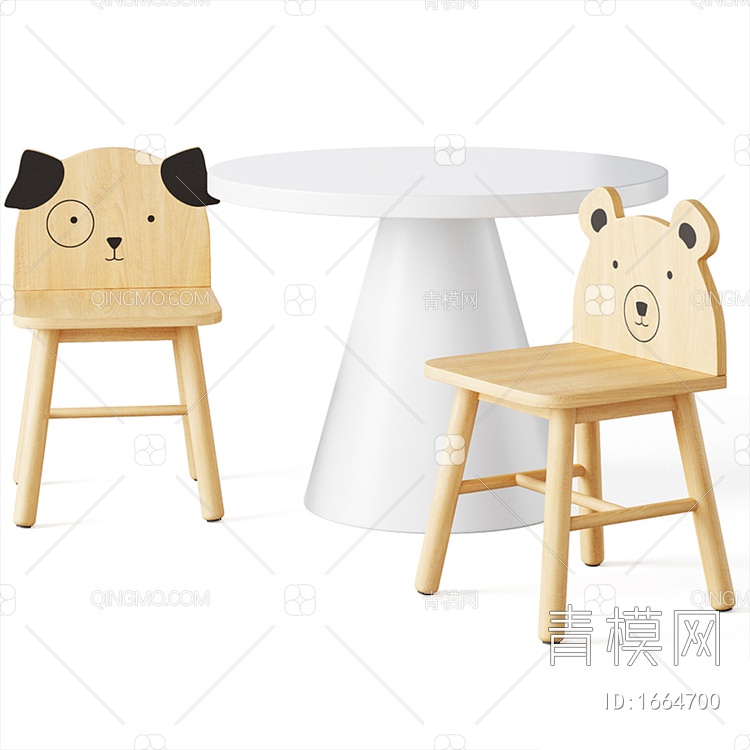 儿童桌椅组合3D模型下载【ID:1664700】