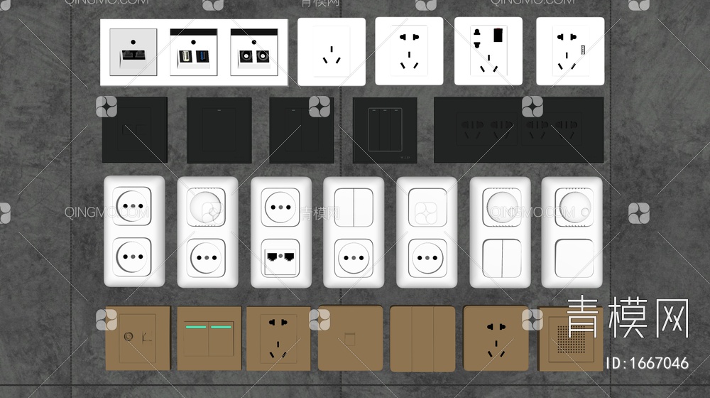 开关 插座 面板SU模型下载【ID:1667046】