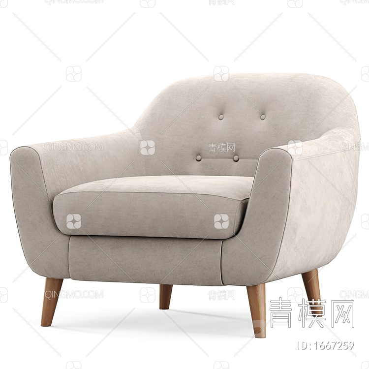 单人沙发3D模型下载【ID:1667259】