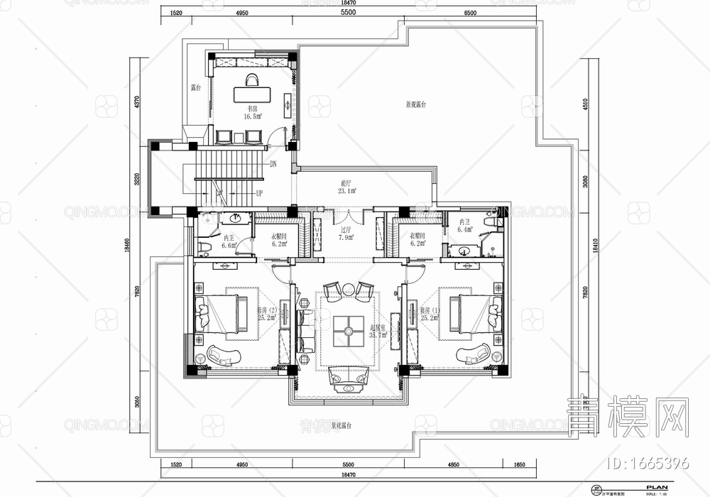 四层别墅室内施工图 家装 洋房 豪宅 私宅 样板房【ID:1665396】