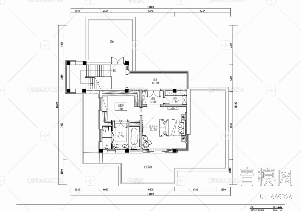 四层别墅室内施工图 家装 洋房 豪宅 私宅 样板房【ID:1665396】