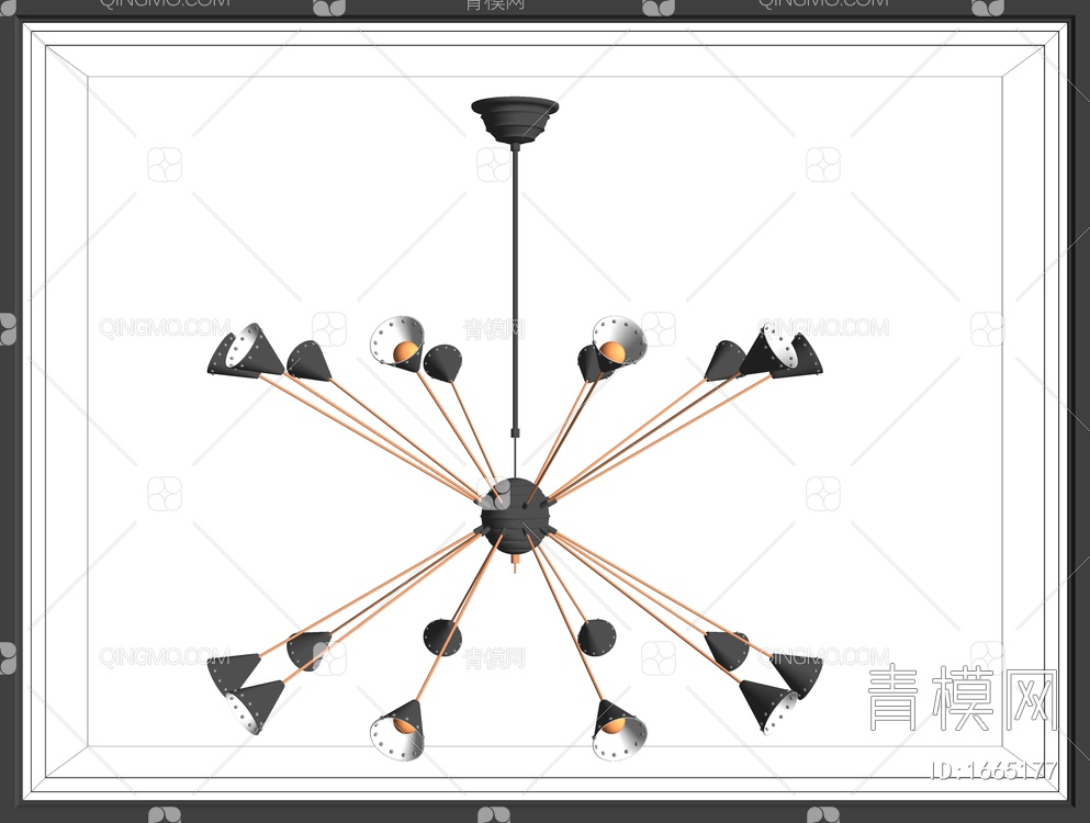 多头金属吊灯SU模型下载【ID:1665177】