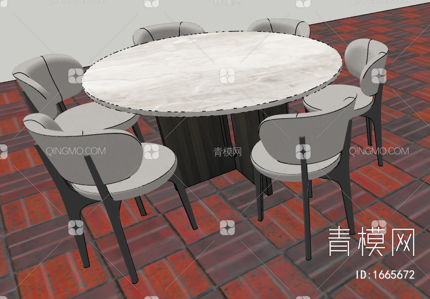 餐桌椅SU模型下载【ID:1665672】