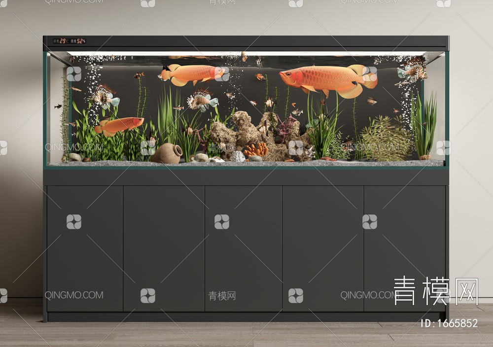 鱼缸 水族箱 热带鱼 金龙鱼3D模型下载【ID:1665852】
