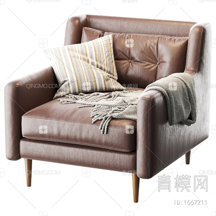 单人沙发3D模型下载【ID:1667211】