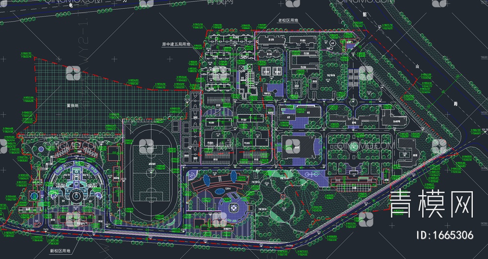 40套大学校园景观规划设计CAD总平面图【ID:1665306】