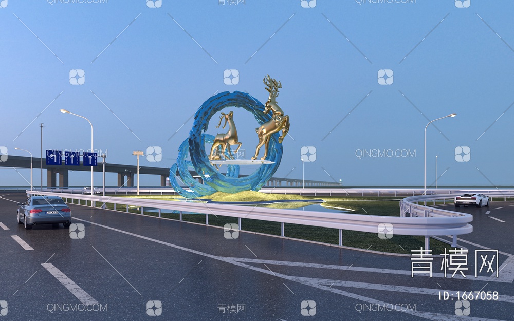 马路 公路 道路 高速出口3D模型下载【ID:1667058】