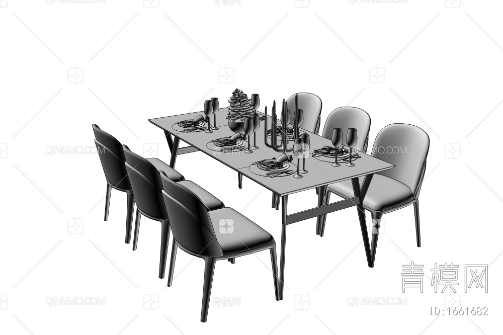 餐桌椅组合3D模型下载【ID:1661682】