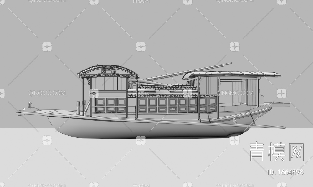 老式木船 老渔船 古代木船3D模型下载【ID:1664898】