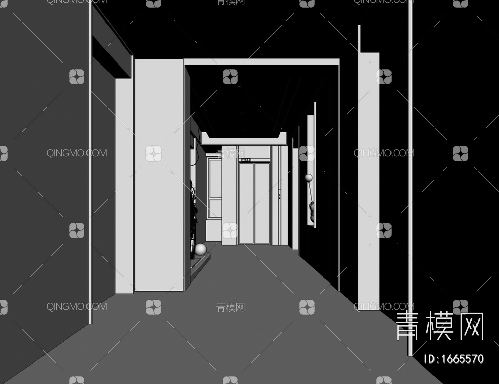 别墅走廊 过道 电梯间3D模型下载【ID:1665570】