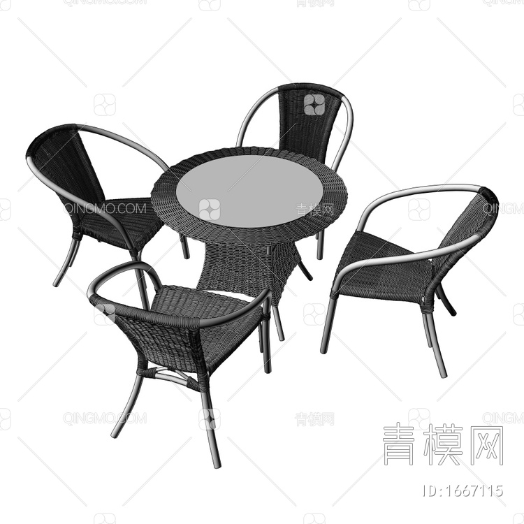 户外桌椅组合3D模型下载【ID:1667115】