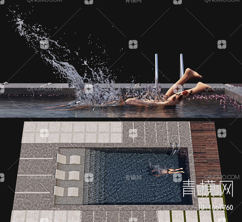 游泳池跳水3D模型下载【ID:1667760】