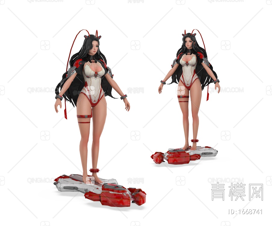 游戏角色 飞行器美少女3D模型下载【ID:1668741】