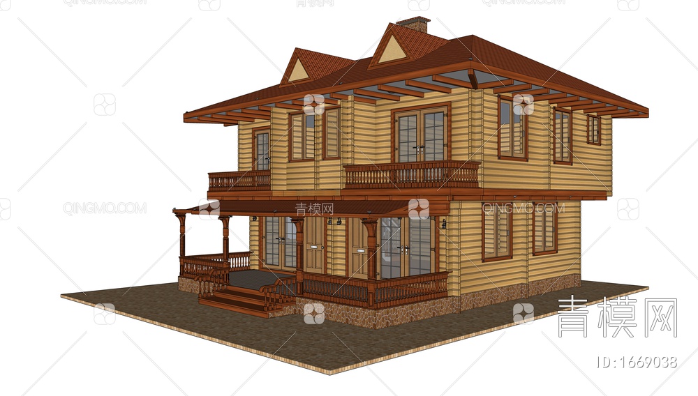 两层小住宅SU模型下载【ID:1669038】