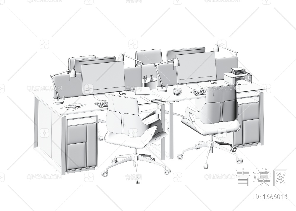 办公桌椅3D模型下载【ID:1666014】