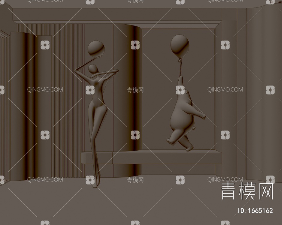 室内雕塑装置_潮玩摆件3D模型下载【ID:1665162】
